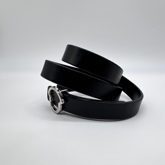 Moncler Authentic Black Leather Logo Buckle Belt Size 40 Pre-Owned - Picture 4 of 8